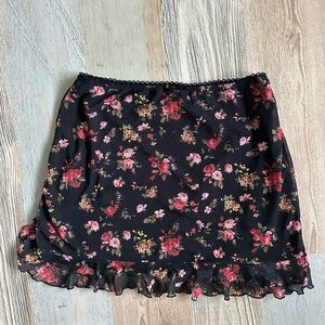 Urban Outfitters Black Mini Skirt with Floral design